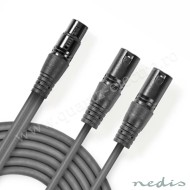 CABLU XLR STEREO 2XLR 3 PINI TATA - XLR 3 PINI MAMA 1.5M NEDIS