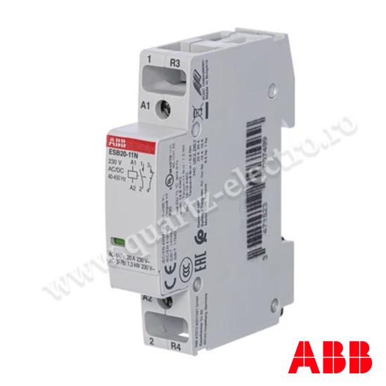 Contactor de instalare (NC) 20 A - 1 NO - 1 NC - 230 V - Circuit de comandă DC ABB