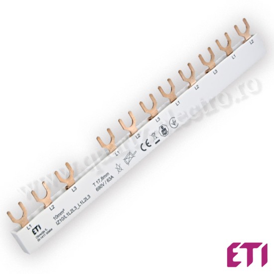 Busbar 1P 10mmp 63A furca IZ10/L1L2L3_L1L2L3 ETI Busbar 1P 10mmp 63A furca IZ10/L1L2L3_L1L2L3 ETI