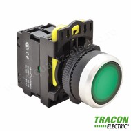 Buton cu semnalizare luminoasă verde 1×NO, 5A/230V AC-15, IP65, LED 230V AC/DC 