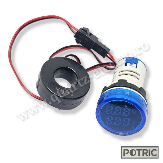Volt / Ampermetru 50~500V AC 0-100A Albastru Volt / Ampermetru 50~500V AC 0-100A Albastru