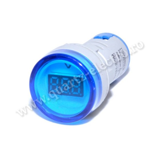 Indicator Digital Voltmetru, 250V/AC, 12-500V, Protectie IP65, Albastru Indicator Digital Voltmetru, 250V/AC, 12-500V, Protectie IP65, Albastru