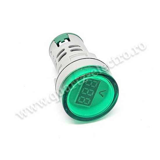 Indicator Digital Voltmetru 250V/AC 12-500V IP65 Verde Indicator Digital Voltmetru 250V/AC 12-500V IP65 Verde