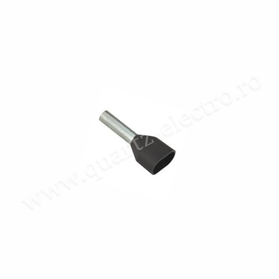 Pin Terminal Izolat Dublu Negru- Cablu 2x1.5mm 100b/Punga