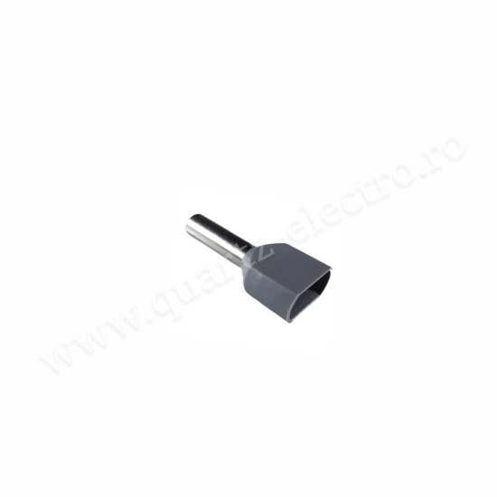 Pin Terminal Izolat Dublu Gri Cablu 2x2.5mm 100b/Punga