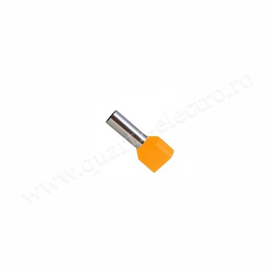 Pin Terminal Izolat Dublu Portocaliu Cablu 2x4mm 100b/Punga