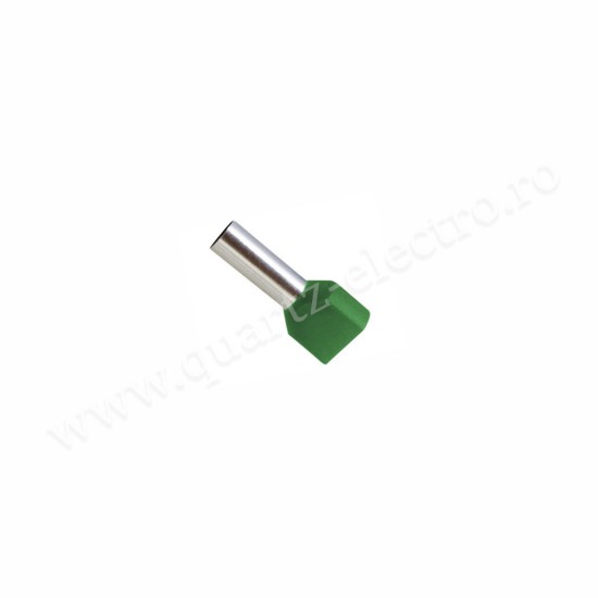 Pin Terminal Izolat Dublu Verde Cablu 2x6mm 100b/Punga