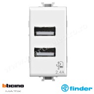 Priză USB dublă 2.4A pentru Bticino Matix 4B.AM.USB.24 FINDER