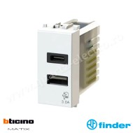 Priză USB 3.0A pentru seria Bticino Matix albă 4B.AM.USB.30 FINDER