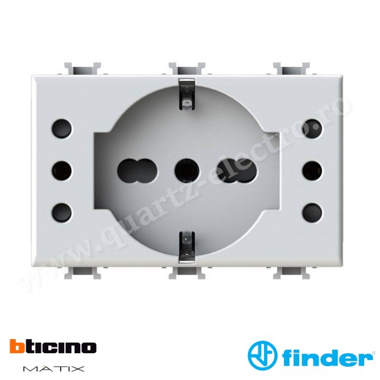 Priză cu 5 prize Bticino Matix compatibilă albă 4BP503.AM FINDER Priză cu 5 prize Bticino Matix compatibilă albă 4BP503.AM FINDER