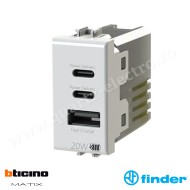 Priză USB 20W pentru Bticino Matix Alb 4BUSB20WCCA.AM FINDER