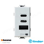 Priză USB 20W pentru Bticino Matix Alb 4BUSB20WCCA.AM FINDER