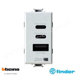 Priză USB 20W pentru Bticino Matix Alb 4BUSB20WCCA.AM FINDER Priză USB 20W pentru Bticino Matix Alb 4BUSB20WCCA.AM FINDER