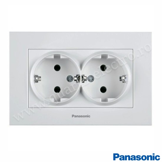 Priza 2P+E dubla incastrata alb Panasonic Priza 2P+E dubla incastrata alb Panasonic