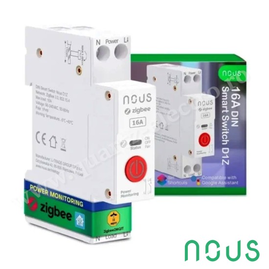 Comutator inteligent Wi-Fi Zigbee DIN 16A (1 canal, cu PM) NOUS Comutator inteligent Wi-Fi Zigbee DIN 16A (1 canal, cu PM) NOUS