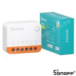Releu inteligent Wi-Fi Sonoff Mini R4, 10A, 2300W, Programari Control aplicatie