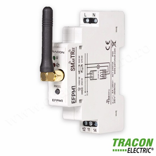 Receptor radio modularcu 1 canal 230V 50Hz 8A 1NO/NC 868.32 MHz Tracon Receptor radio modularcu 1 canal 230V 50Hz 8A 1NO/NC 868.32 MHz Tracon