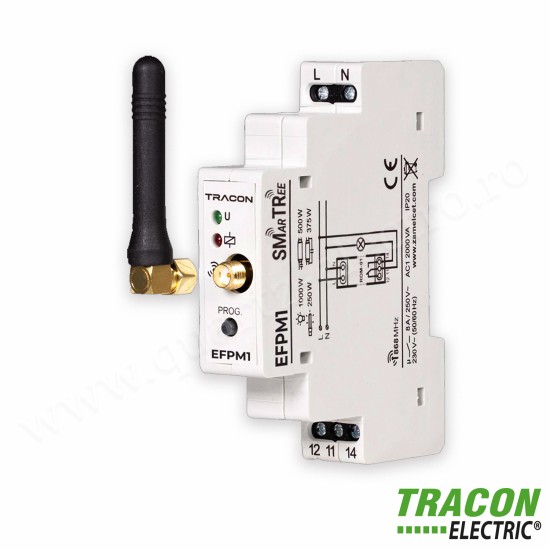 Receptor radio modularcu 1 canal 230V 50Hz 8A 1NO/NC 868.32 MHz Tracon Receptor radio modularcu 1 canal 230V 50Hz 8A 1NO/NC 868.32 MHz Tracon