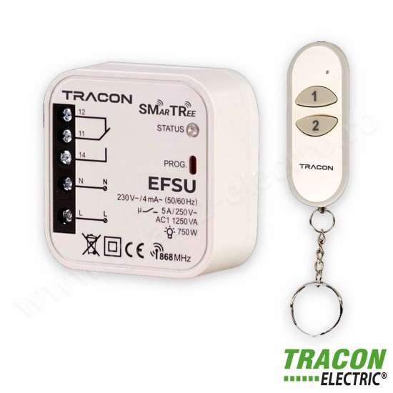 Set controler universal fără fir cu breloc 230V 50Hz 5A 1NO/1NC 868.32MHz Tracon
