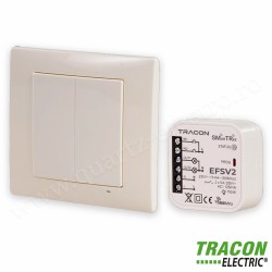 Set controler fără fir cu 2 canale si buton de perete 230 V 50 Hz 2x5A 2NO 868.32 MHz TRACON