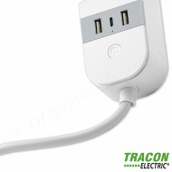 Prelungitor cu mai multe prize inteligent 4xSCHUKO 2USBA 1USBC 240V 16A 3x1,5mm2 1,5m TRACON