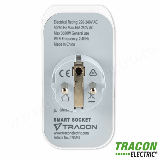 Priză inteligentă 2xSCHUKO 240VAC 16A TRACON Priză inteligentă 2xSCHUKO 240VAC 16A TRACON
