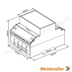 Contor electric pentru măsurare/afișare putere pentru rețele monofazate sau trifazate, 100 A, măsurare directă, ieșire în impulsuri, Modbus RTU Contor electric pentru măsurare/afișare putere pentru rețele monofazate sau trifazate, 100 A, măsurare directă, ieșire în impulsuri, Modbus RTU