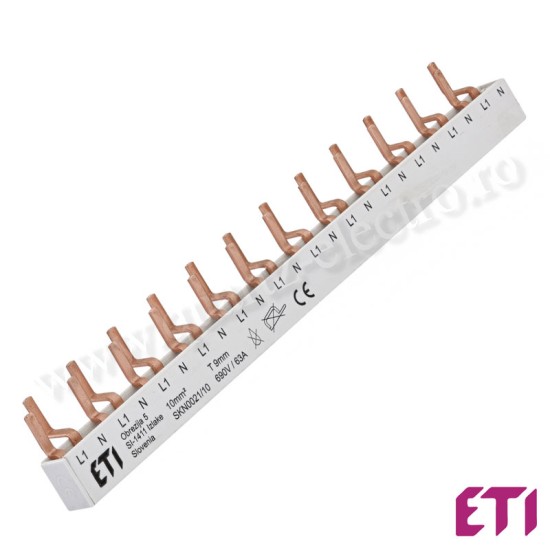 Busbar 1P+N 12M 63A 10mmp ETI Busbar 1P+N 12M 63A 10mmp ETI