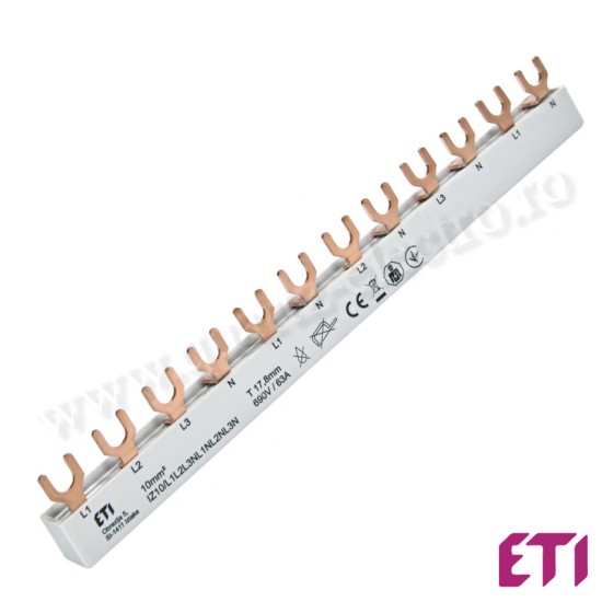 Busbar L1L2L3_3NL1NL2NL3N 12M 63A furca 10mmp 2921277 ETI Busbar L1L2L3_3NL1NL2NL3N 12M 63A furca 10mmp 2921277 ETI