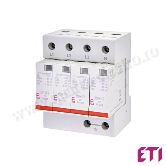Descarcator de supratensiune ETITEC V T2 255/20 4+0 ETI Descarcator de supratensiune ETITEC V T2 255/20 4+0 ETI