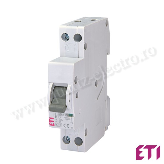 Intrerupator automat curba B 1P+N 6KA 6A ETI Intrerupator automat curba B 1P+N 6KA 6A ETI