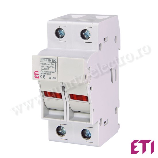 Separator cu fuzibil LED 10X38 EFH 10 DC 2P 25A ETI pentru instalatii fotovoltaice Separator cu fuzibil LED 10X38 EFH 10 DC 2P 25A ETI pentru instalatii fotovoltaice