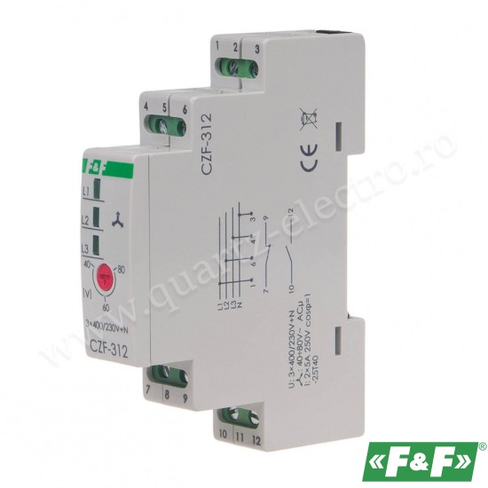 Releu protectie tensiune motor control faze trifazat delay 0.5s 3x400VAC 2x5A F&F
