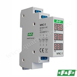 Indicator modular de tensiune trifazat - voltmetru LCD 80-500V F&F Indicator modular de tensiune trifazat - voltmetru LCD 80-500V F&F