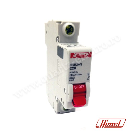 INTRERUPATOR AUTOMAT 1P 20A 6kA HDB3WN1C20 HIMEL 