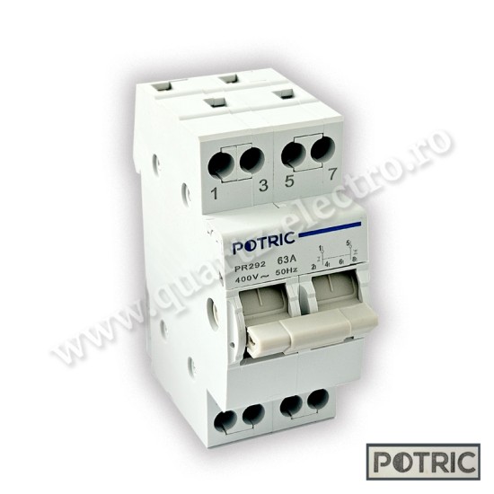 Comutator manual modular 2P 63A PR292 Potric Comutator manual modular 2P 63A PR292 Potric