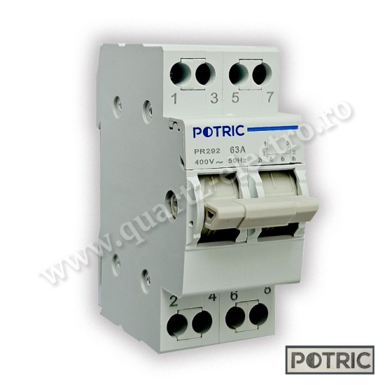 Comutator manual modular 2P 63A PR292 Potric Comutator manual modular 2P 63A PR292 Potric