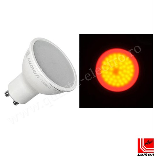 Bec colorat cu LED SMD GU10 230V 5W lumina rosie Lumen Bec colorat cu LED SMD GU10 230V 5W lumina rosie Lumen