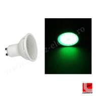 Bec colorat cu LED SMD GU10 230V 5W lumina verde Lumen