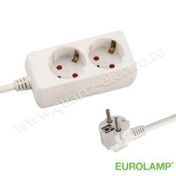 PRELUNGITOR CU 2 POZIȚII CU CABLU 3X1.5mm 1.5m CU PROTECȚIE LA CONTACT
