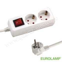 PRELUNGITOR CU 2 POZIȚII CU CABLU ȘI ÎNTRERUPĂTOR 3X1.5mm 1.5m CU PROTECȚIE LA CONTACT