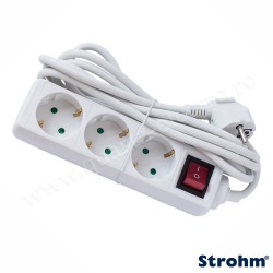 PRELUNGITOR 3 PRIZE, 3M, 3X1,5MM2, CU INTRERUPATOR ALB