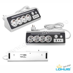 Prelungitor E28 cu 4 prize, lumină ambientală și 1xUSB-A și 2xUSB-C Lohuis Prelungitor E28 cu 4 prize, lumină ambientală și 1xUSB-A și 2xUSB-C Lohuis