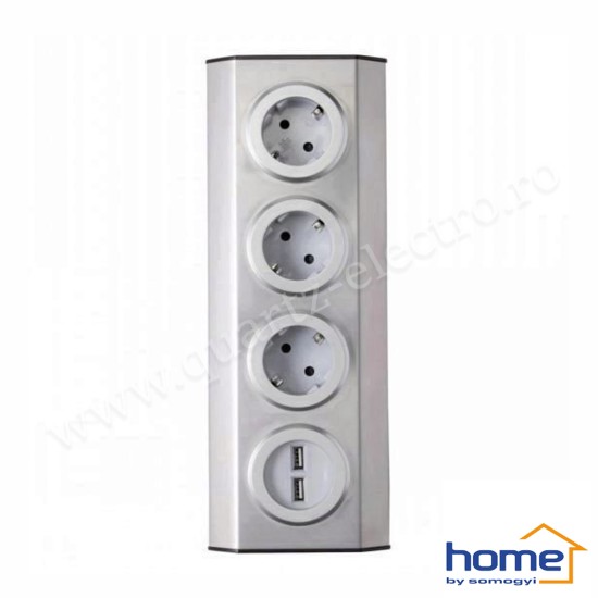 PRELUNGITOR BUCATARIE FARA CABLU, 3 PRIZE, 2 USB, OTEL INOXIDABIL HOME PRELUNGITOR BUCATARIE FARA CABLU, 3 PRIZE, 2 USB, OTEL INOXIDABIL HOME