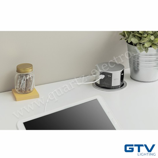 PRIZA INCASTRABILA IN MOBILIER, 3 PRIZE, 2 USB, 5V/2.4A ARGINTIU GTV PRIZA INCASTRABILA IN MOBILIER, 3 PRIZE, 2 USB, 5V/2.4A ARGINTIU GTV
