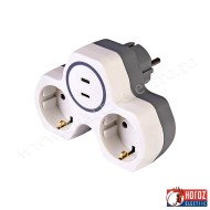 Triplu-stecher  cu 2 prize schuko si 2 porturi port Type-C Horoz