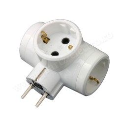 Triplu-stecher cruce cu 3 prize schuko tip "S" Adeleq Triplu-stecher cruce cu 3 prize schuko tip "S" Adeleq