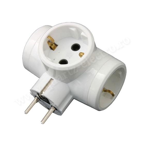 Triplu-stecher cruce cu 3 prize schuko tip "S" Adeleq Triplu-stecher cruce cu 3 prize schuko tip "S" Adeleq