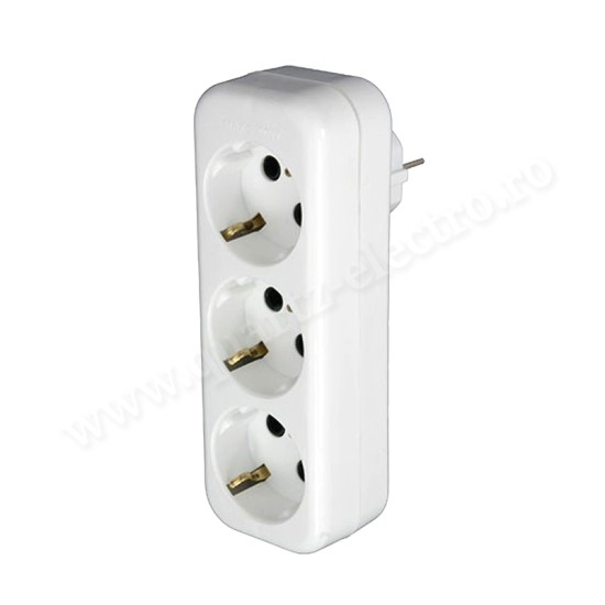 Triplu-stecher cu 3 prize schuko tip "S" Adeleq Triplu-stecher cu 3 prize schuko tip "S" Adeleq