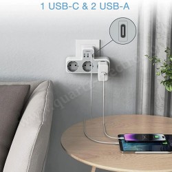 Triplu-stecher 1 intrare 3 ieșiri 2 porturi USB și 1 port Type-C Triplu-stecher 1 intrare 3 ieșiri 2 porturi USB și 1 port Type-C
